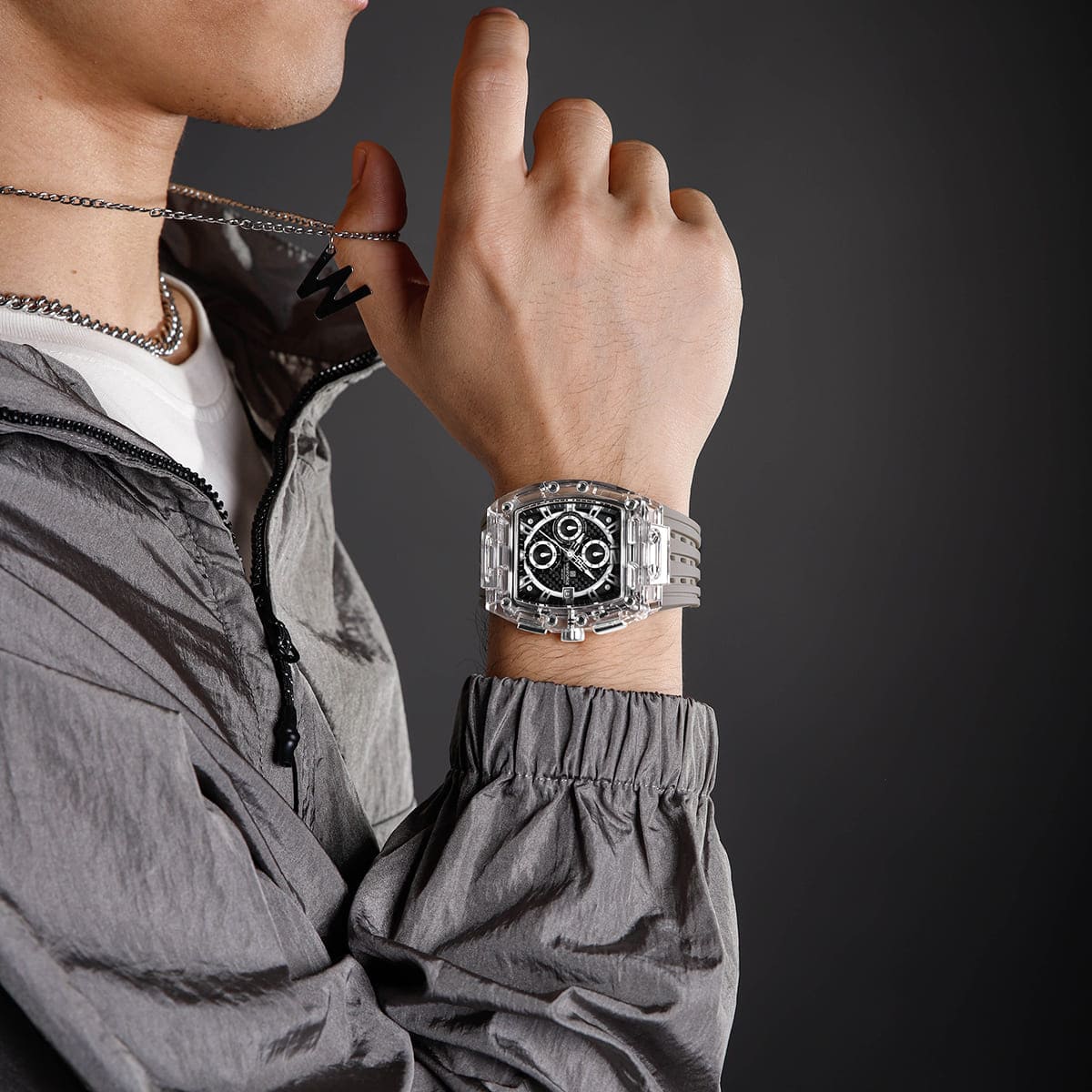 Naviforce Transparent Square Case Watch